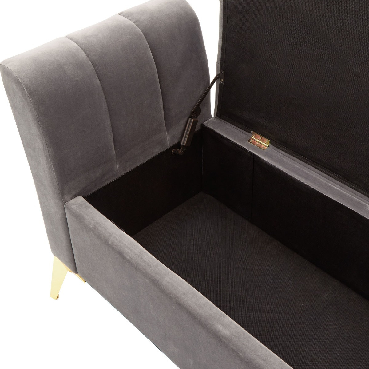 Pettine Fabric Ottoman Storage Bench - Grey>