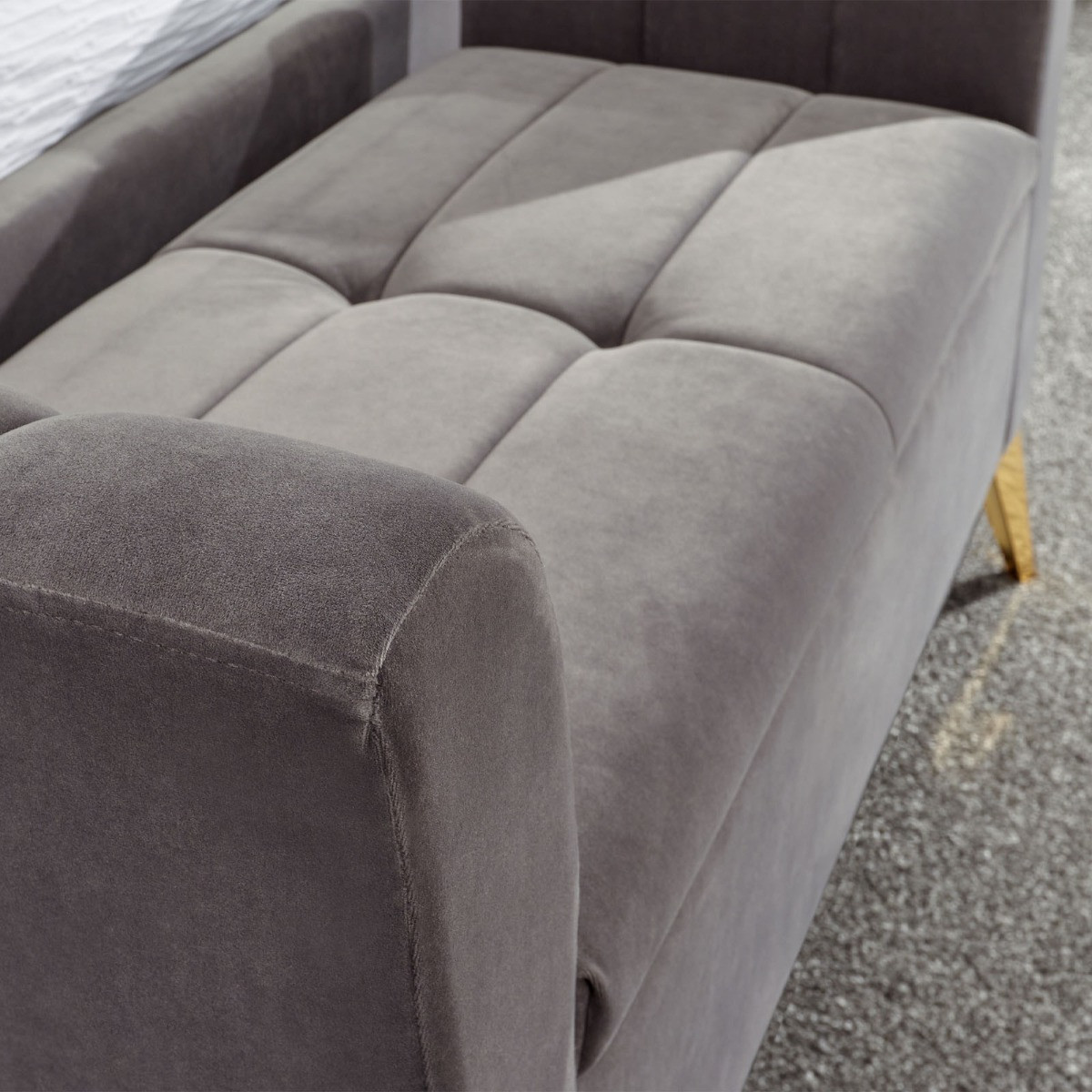 Pettine Fabric Ottoman Storage Bench - Grey>