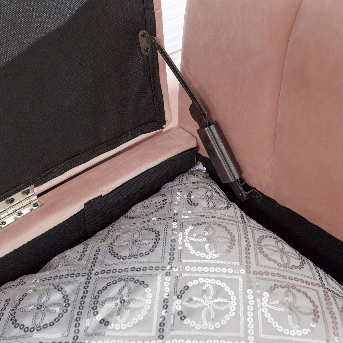 Pettine Fabric Ottoman Storage Bench - Blush Pink>