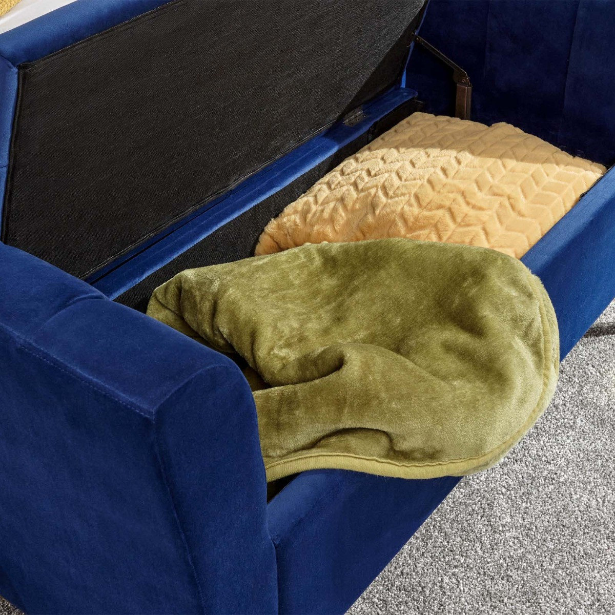 Pettine Fabric Ottoman Storage Bench - Royal Blue>