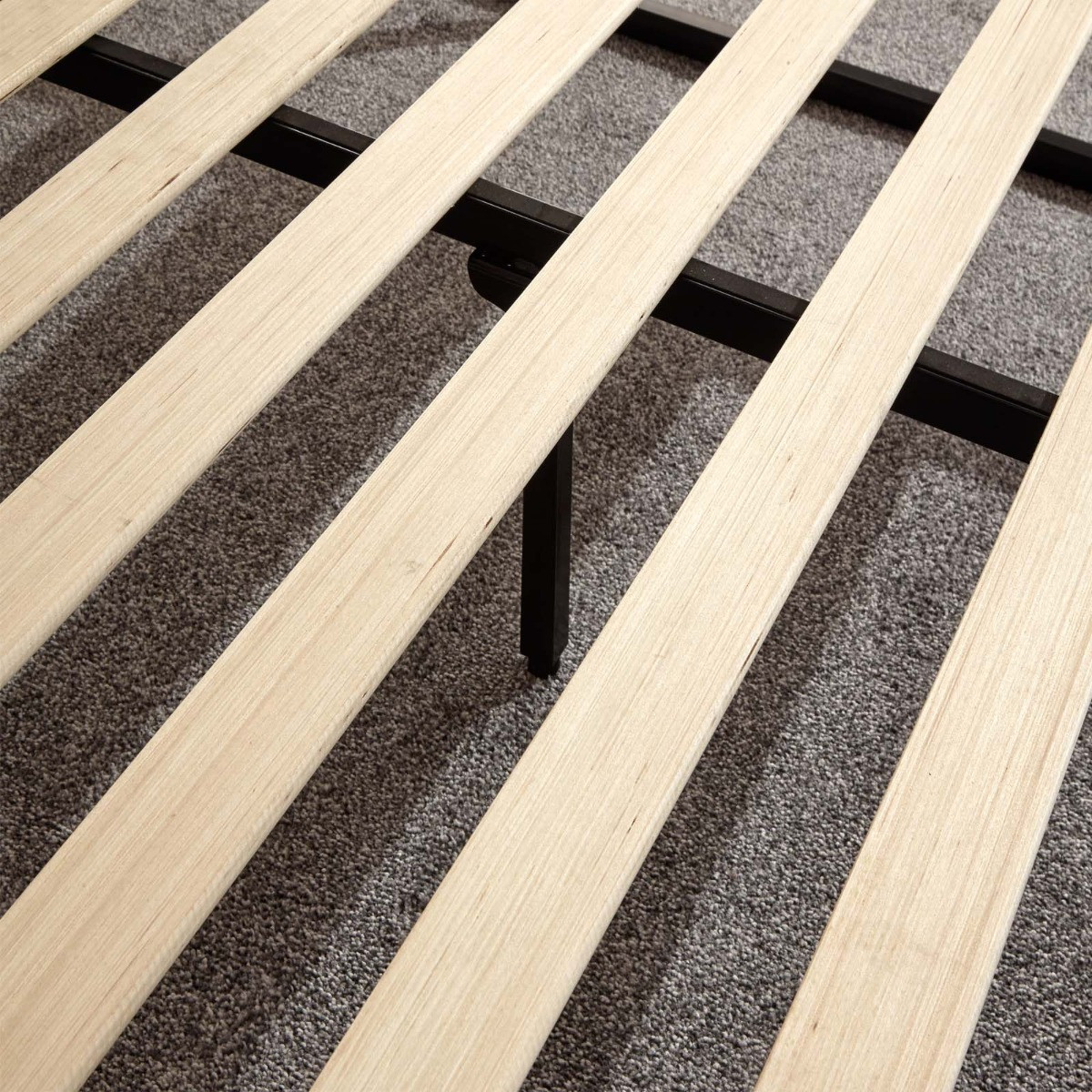 Metal Platform Bed Frame, 4ft Small Double - Black>