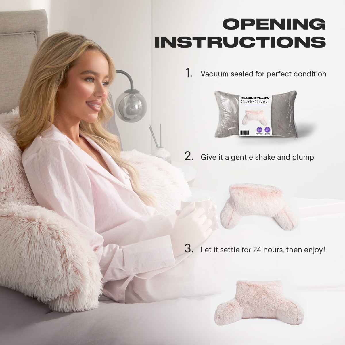 OHS Long Hair Cuddle Cushion - Pink>