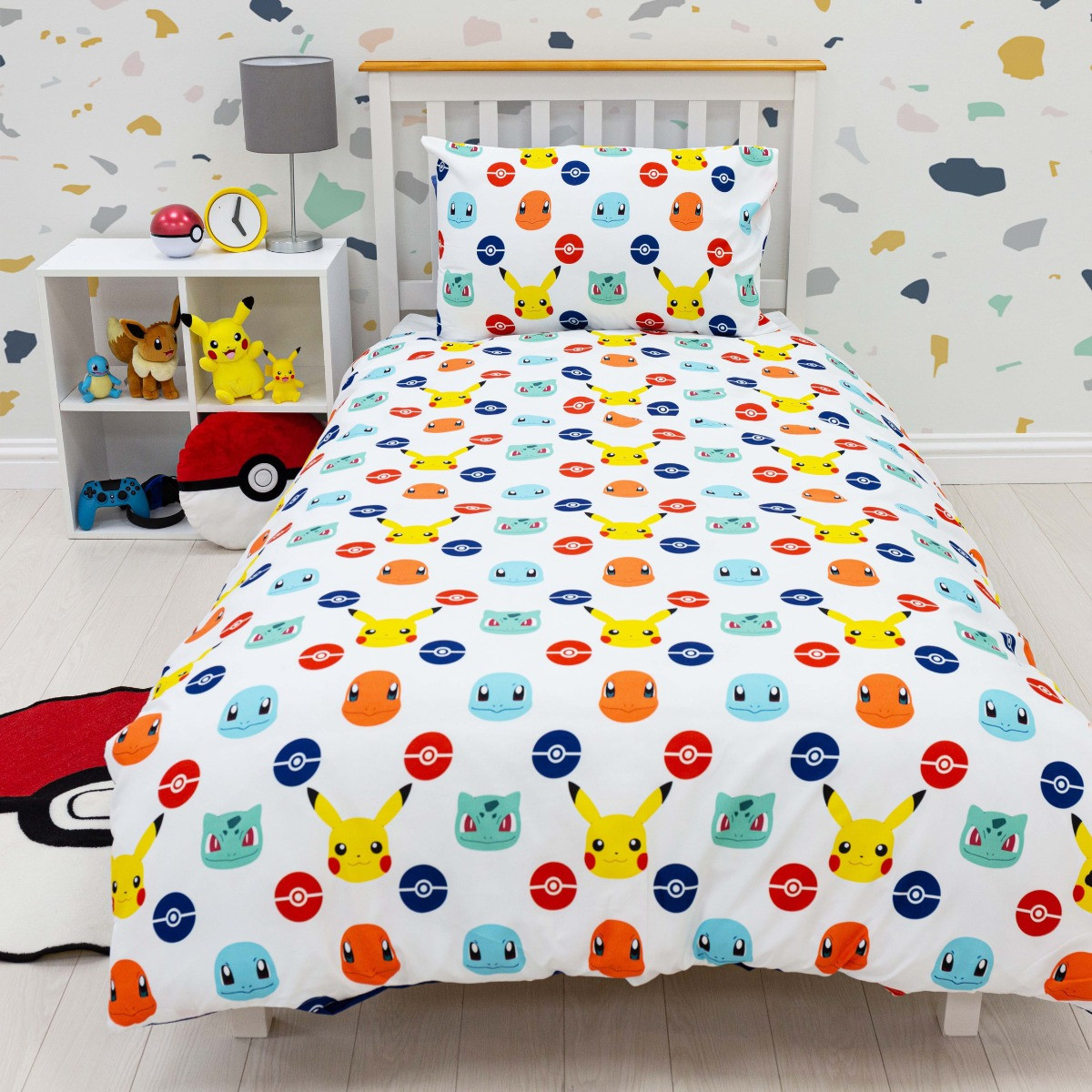 Pokemon Badges Duvet Set, Blue Single