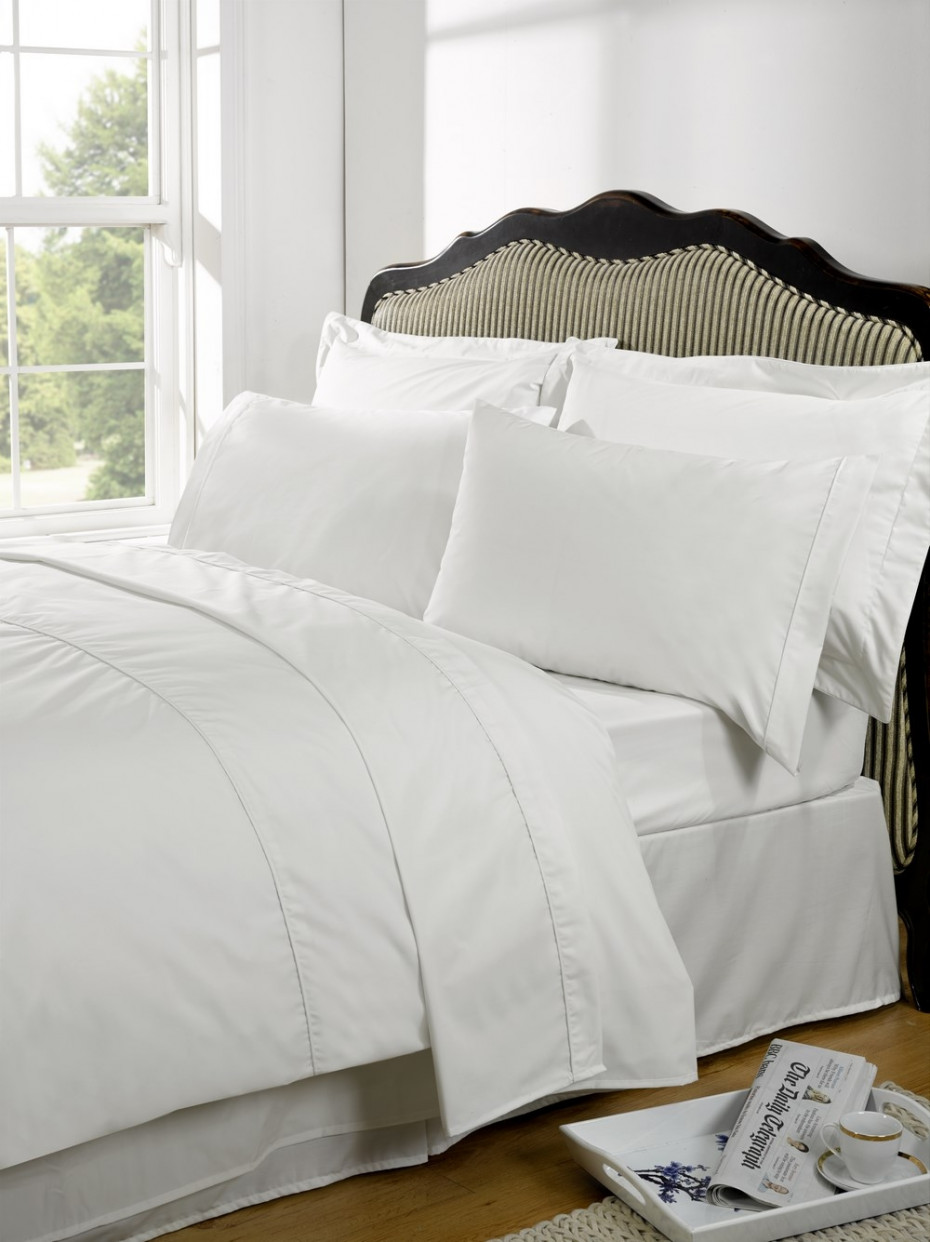 OHS 100% Egyptian Cotton Plain Valance Sheet - White>