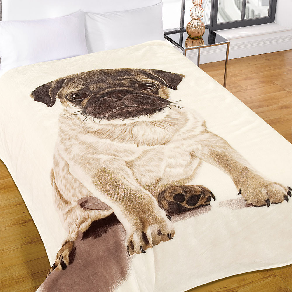 Luxury Warm Soft Large Mink Faux Fur Pug Dog Sofa Bed Blanket Throw 150 x 200cm>