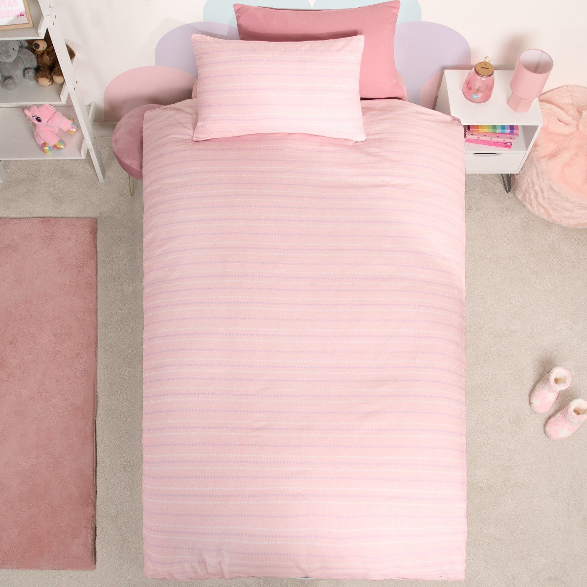 OHS Unicorn Kingdom Duvet Set, Pink - Double>
