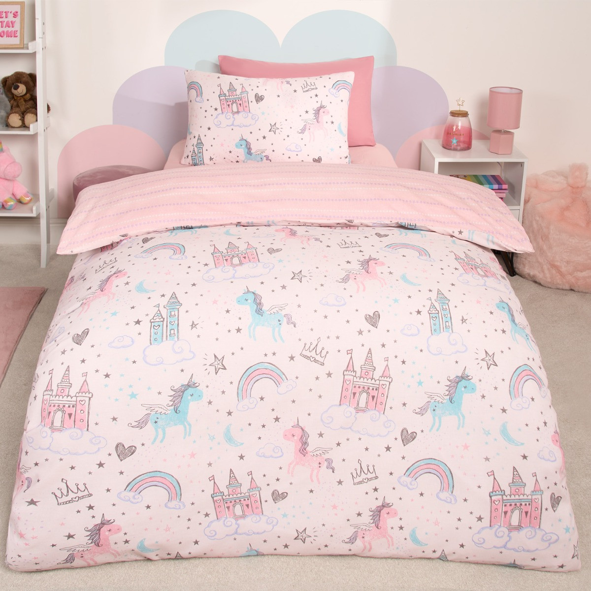 Dreamscene Unicorn Kingdom Duvet Set - Pink>