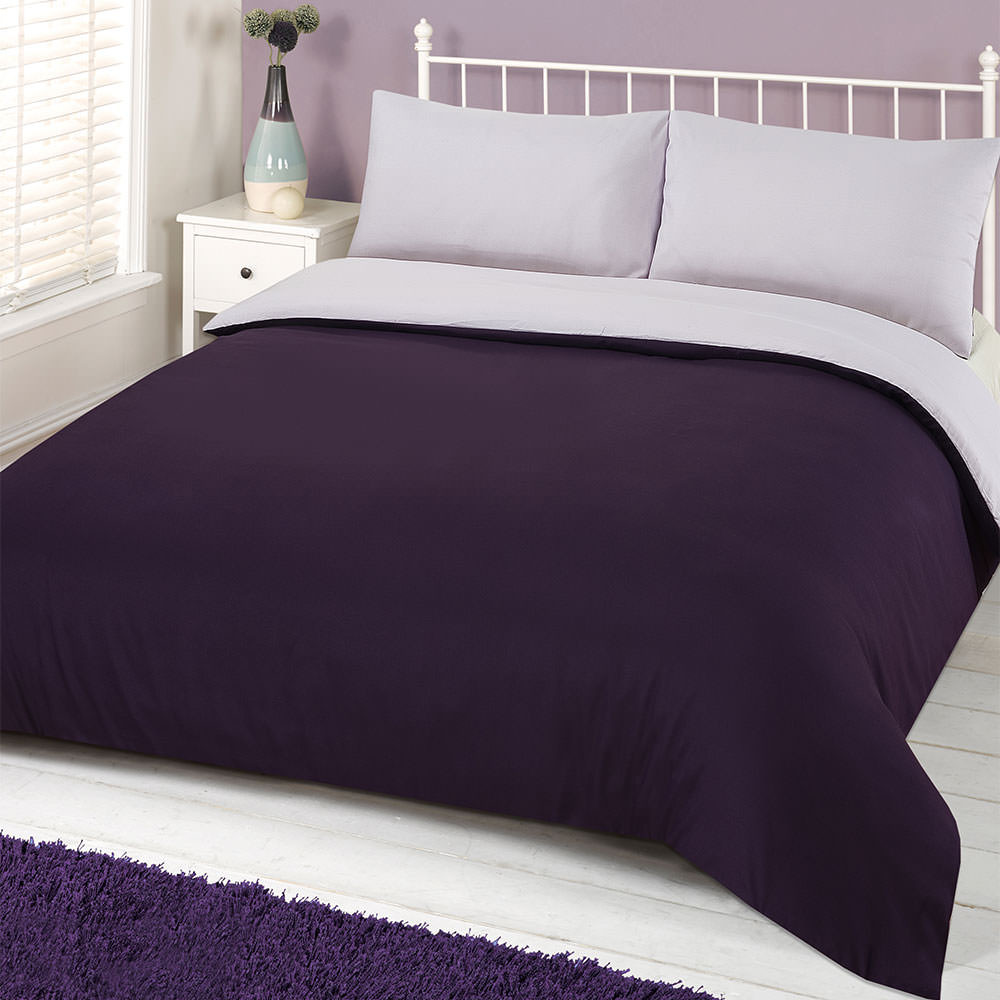 Brentfords Plain Duvet Cover Set - Purple Lilac>
