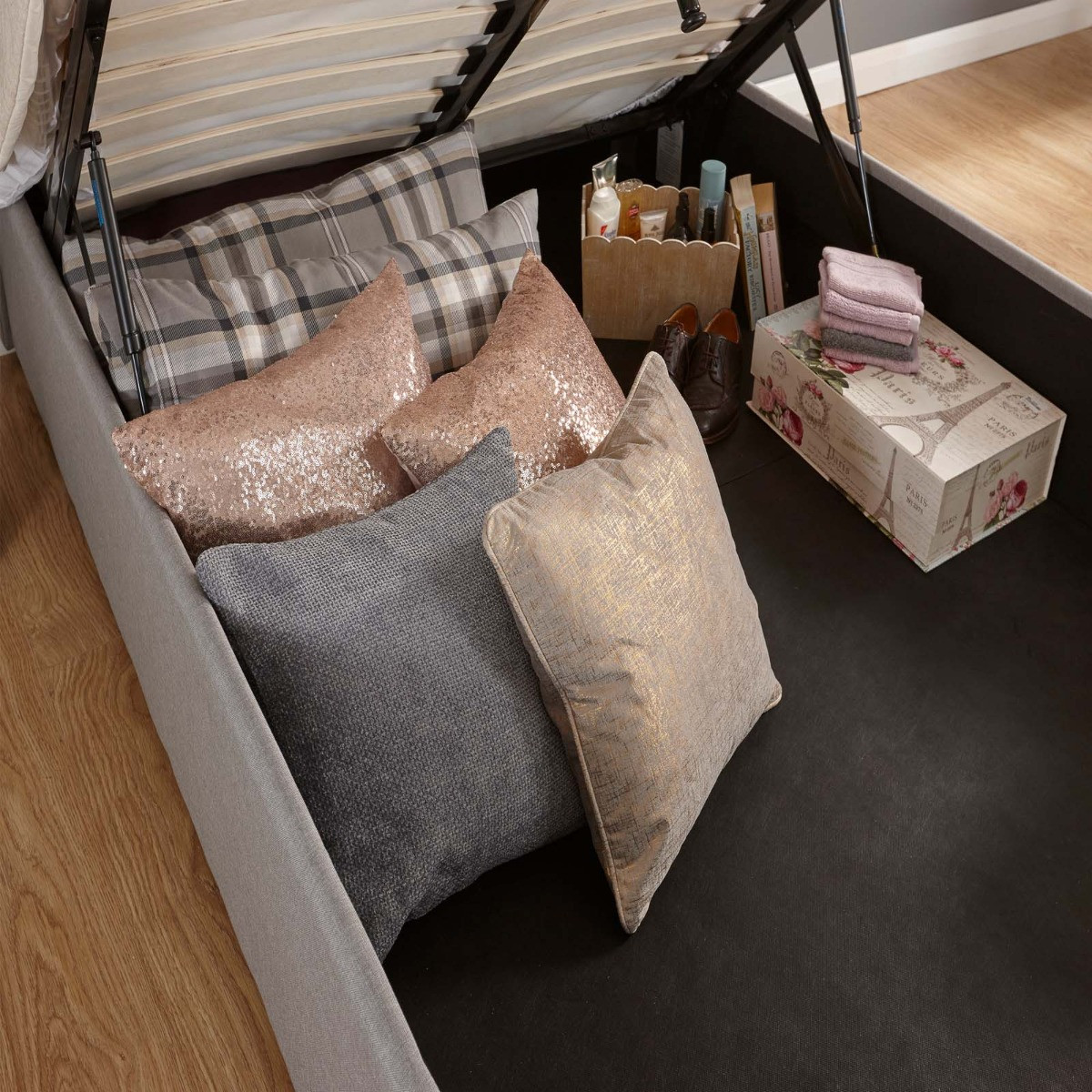 Regal Ottoman Storage Bed - Grey>
