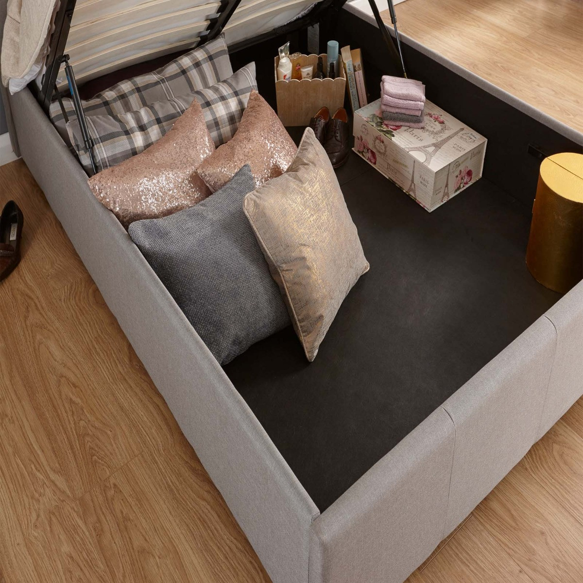 Regal Ottoman Storage Bed, 5ft King - Grey>