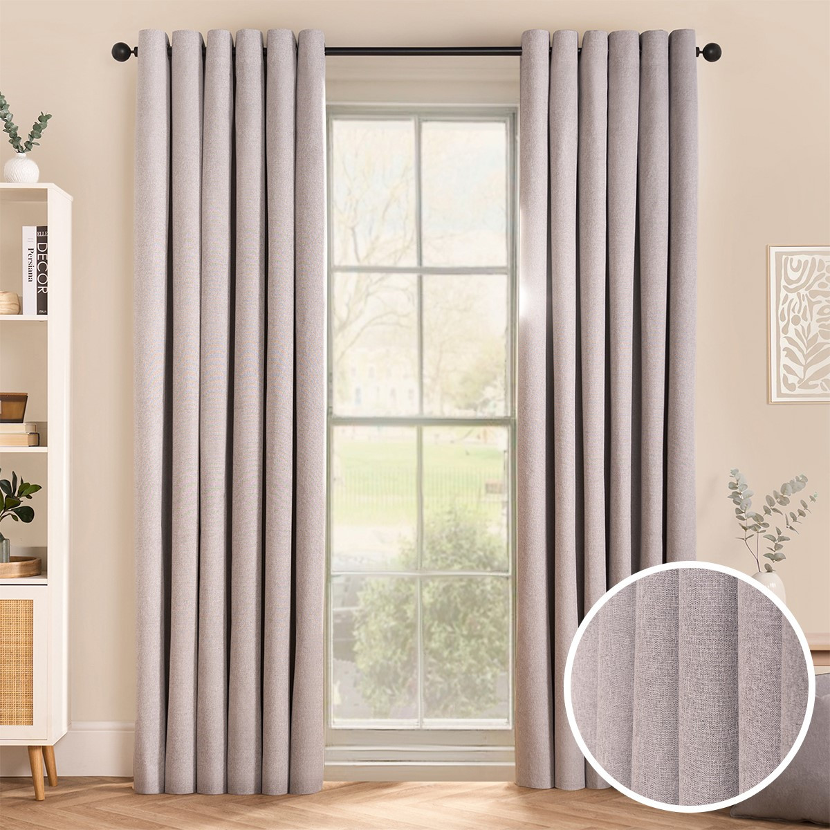 OHS Woven Texture Eyelet Ultra Blackout Curtains, Grey - 46 x 72">