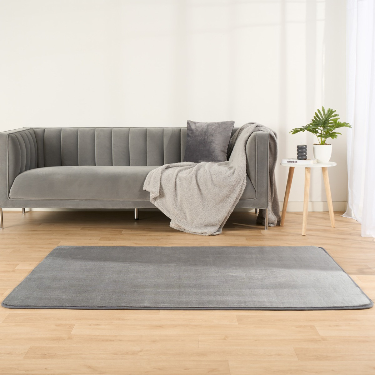 OHS Filled Microplush Rug, Charcoal - 80 x 150cm>