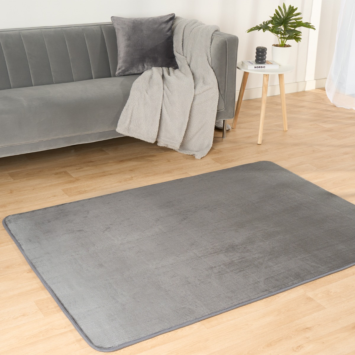 OHS Filled Microplush Rug, Charcoal - 160 x 230cm>