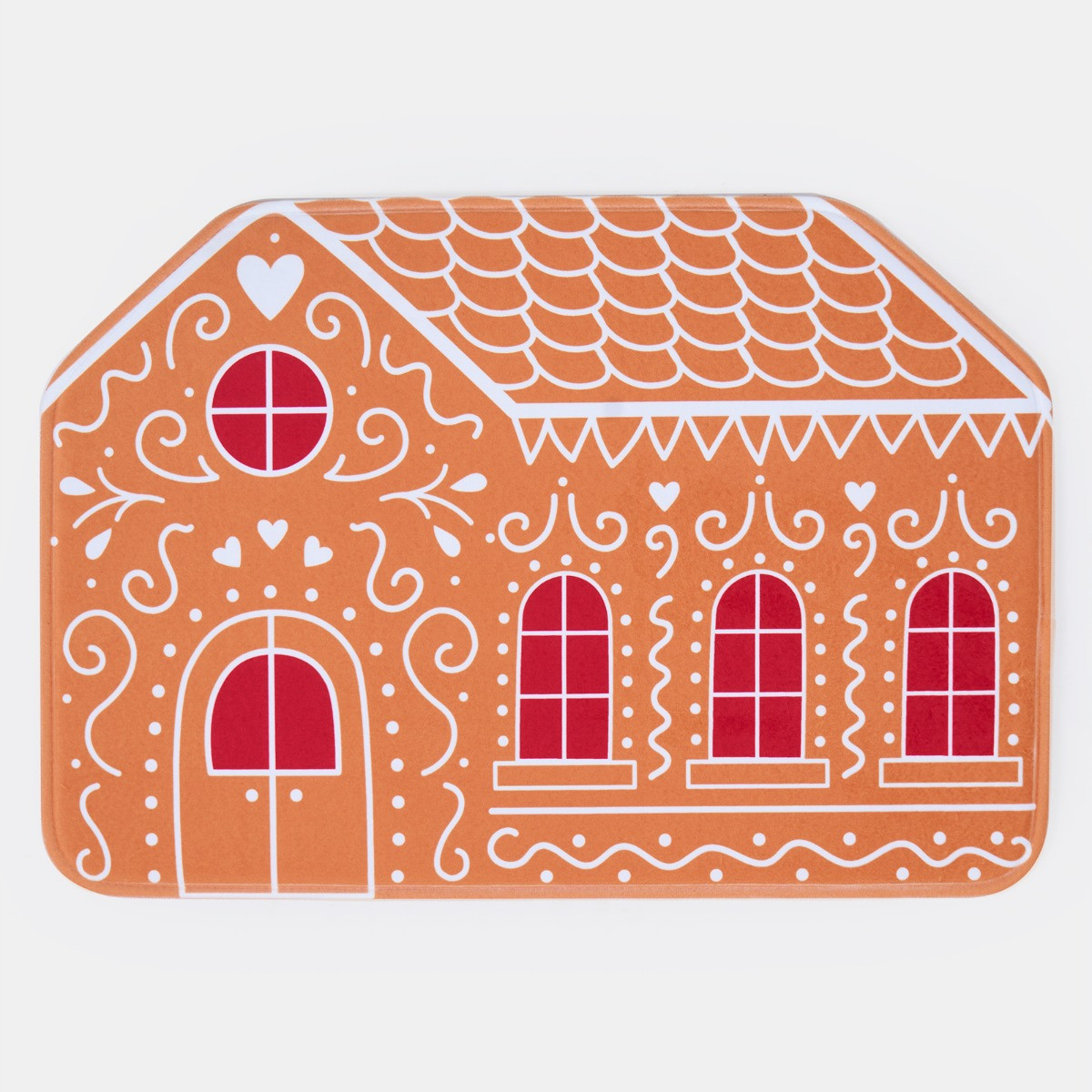 OHS Washable Christmas Gingerbread House Mat - Brown >