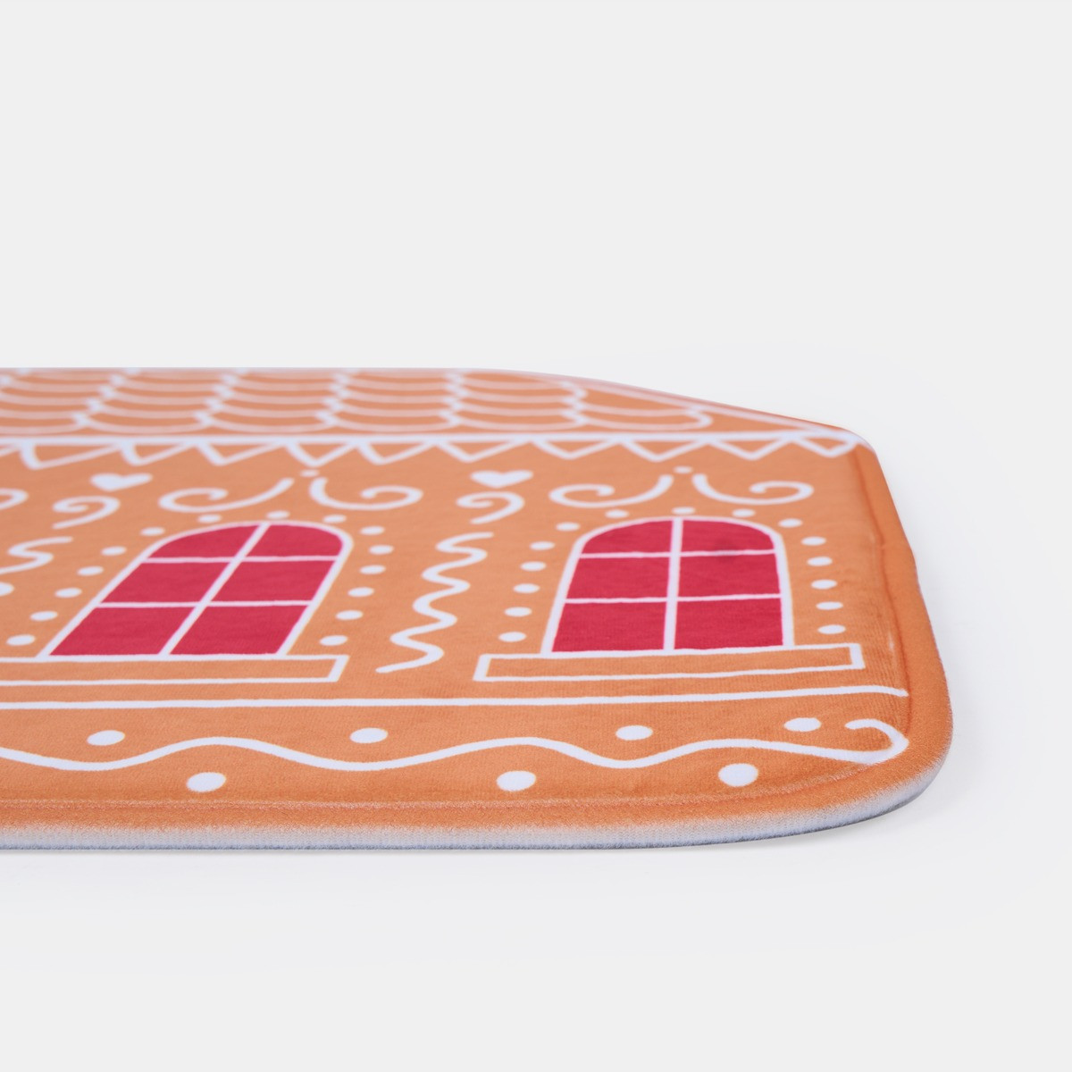 OHS Washable Christmas Gingerbread House Mat - Brown >