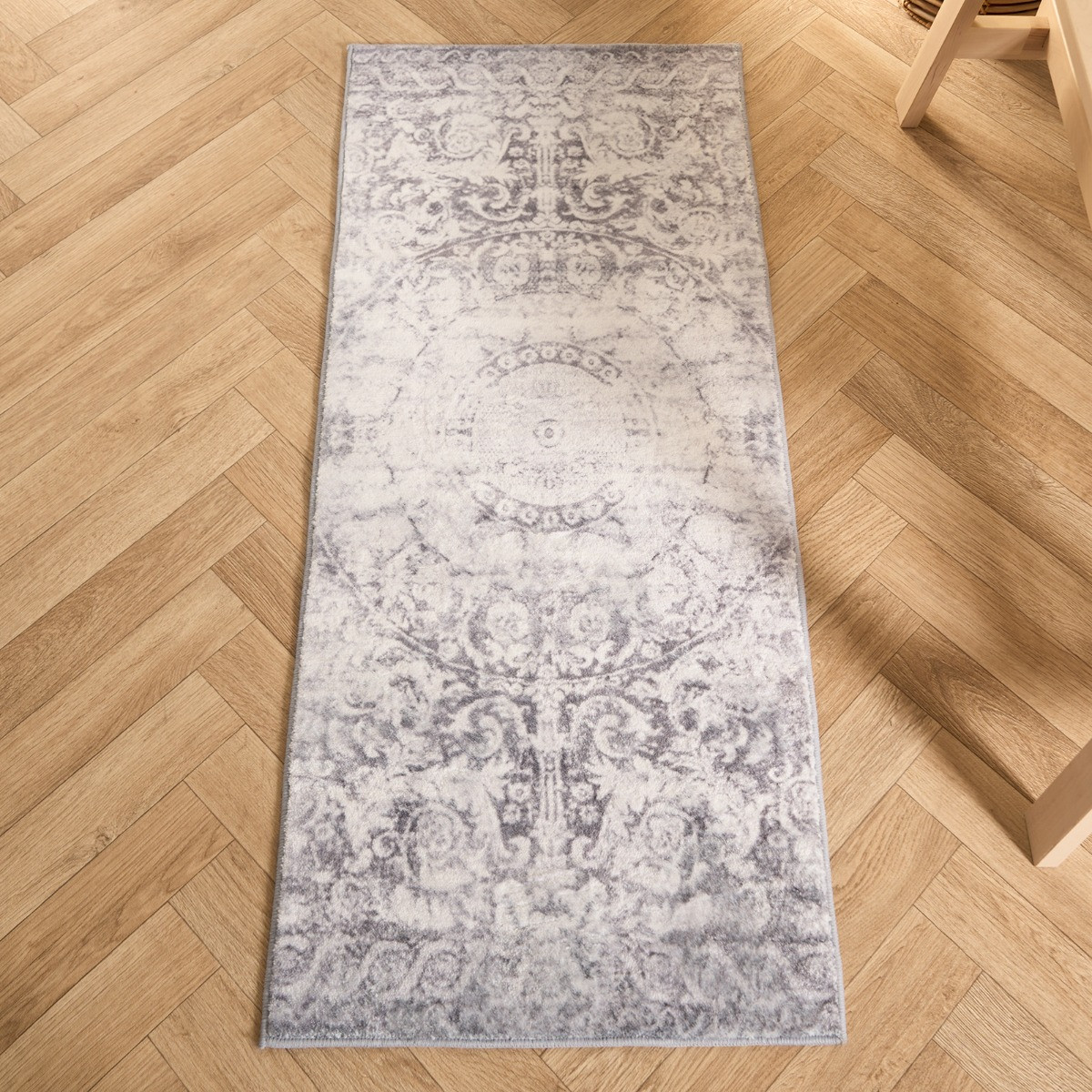 OHS Vintage Washed Flat Rug Runner - Grey>