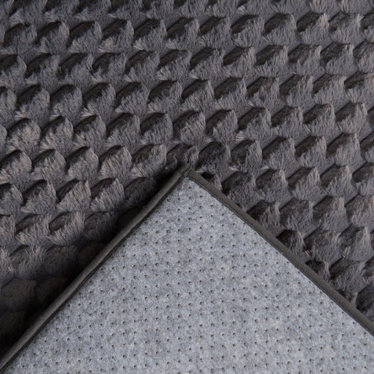 OHS Waffle Faux Fur Rug, Charcoal - 120 x 170cm>