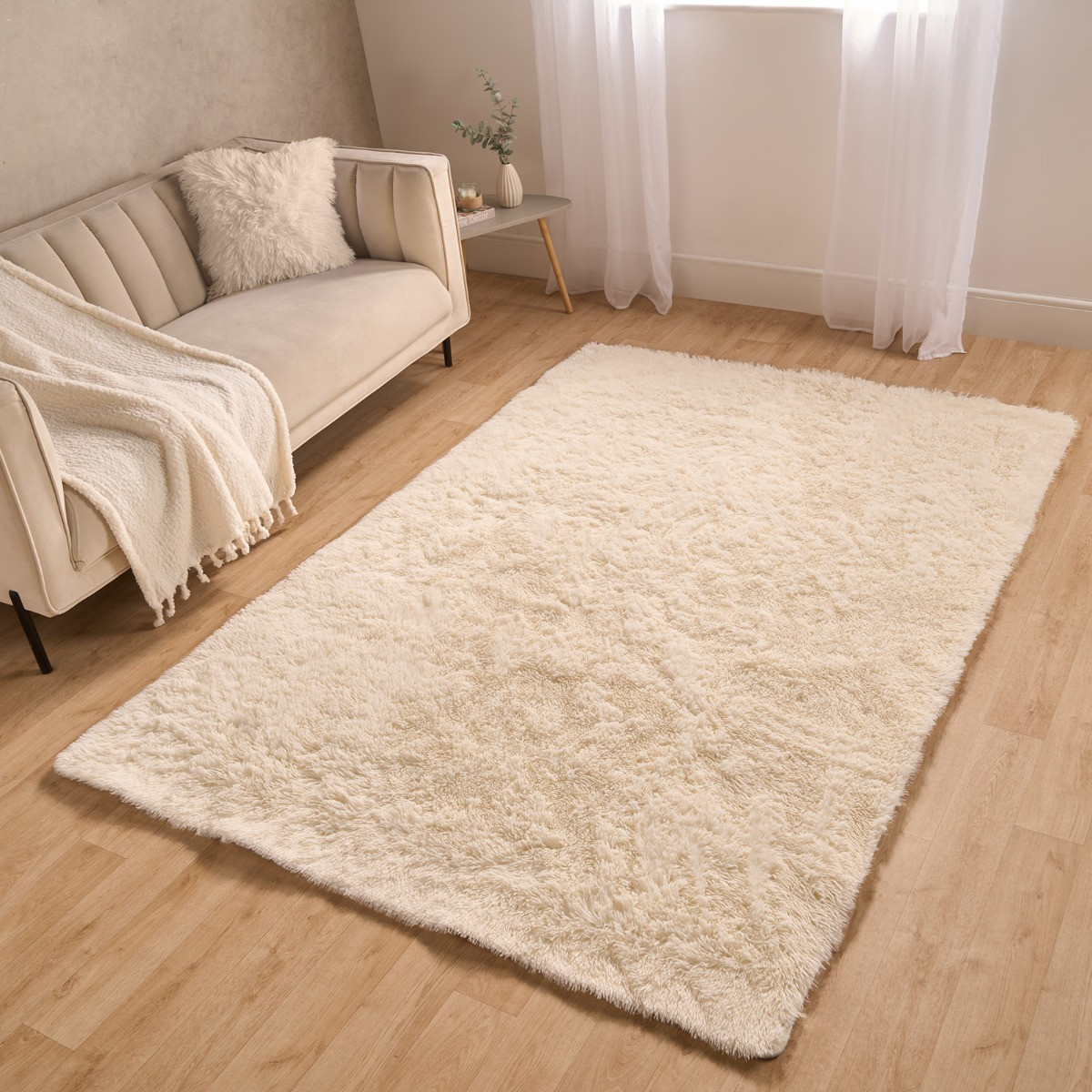 OHS Fluffy Rug, Cream - 80 x 150cm>