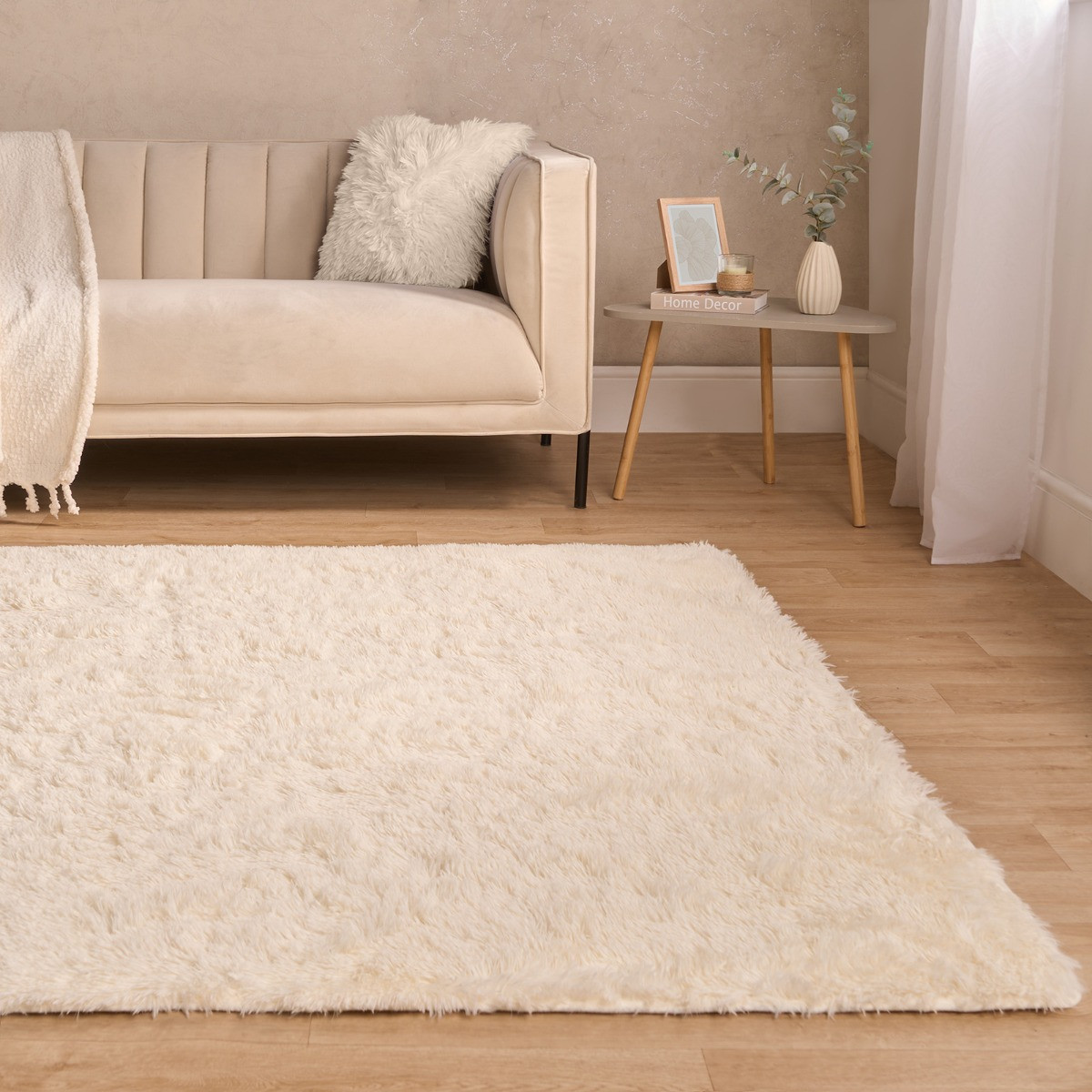 OHS Fluffy Rug, Cream - 80 x 150cm>