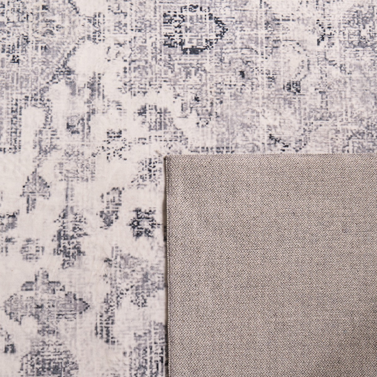 OHS Washable Vintage Printed Rug, Grey - 120 x 170 cm>