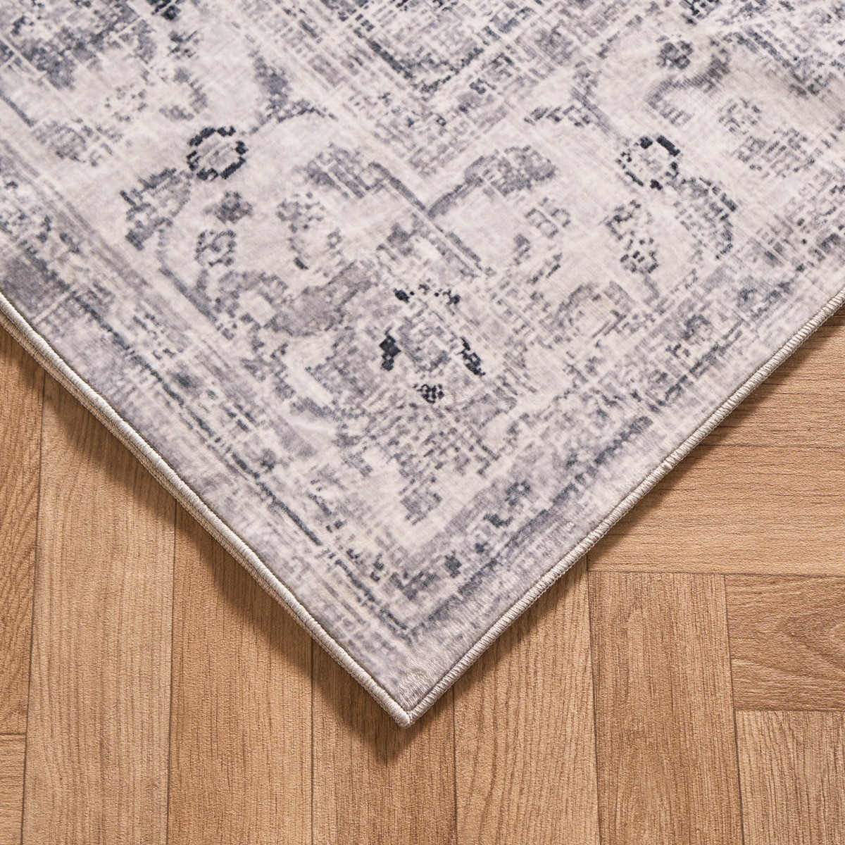 OHS Washable Vintage Printed Rug, Grey - 120 x 170 cm>