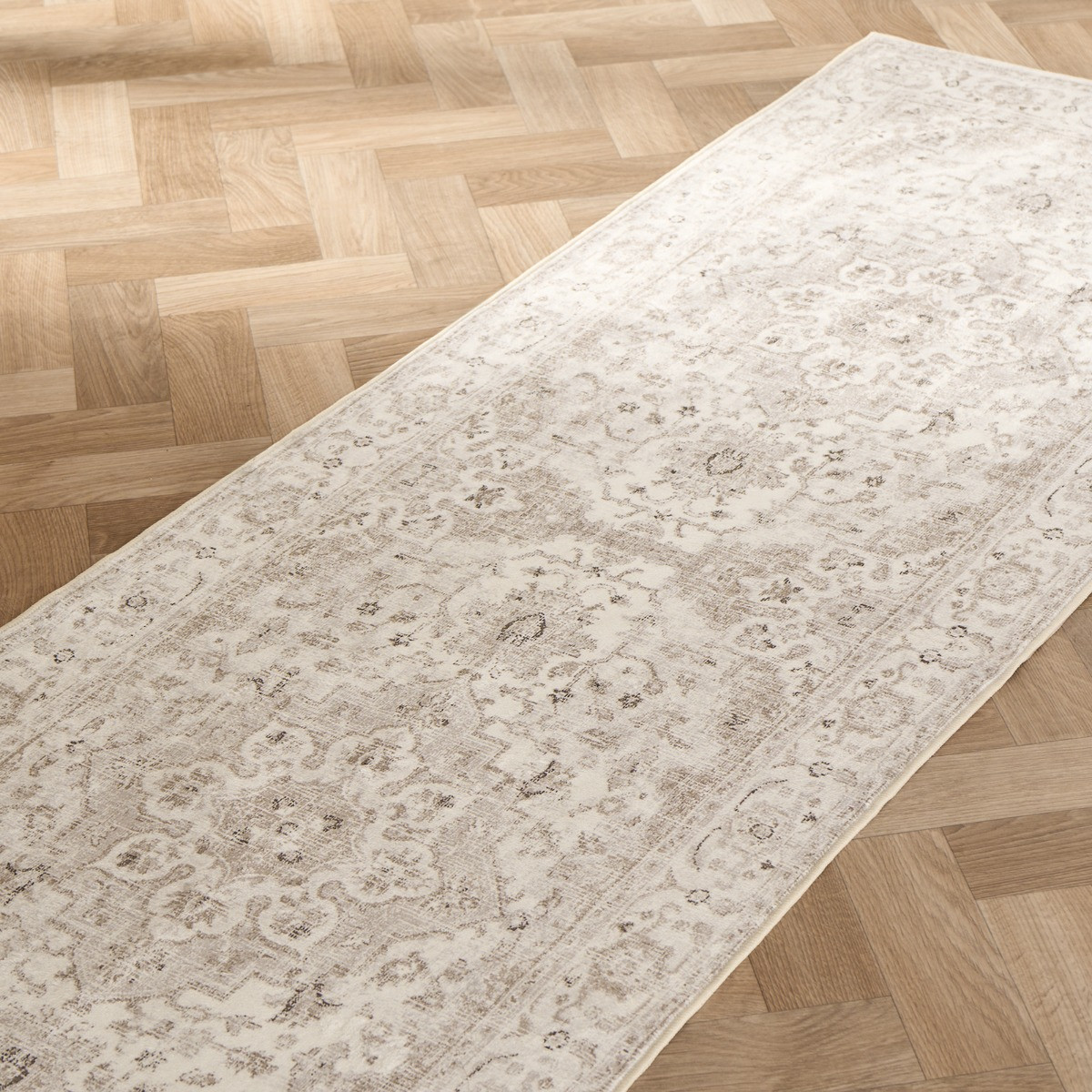 OHS Washable Vintage Printed Runner - Natural>