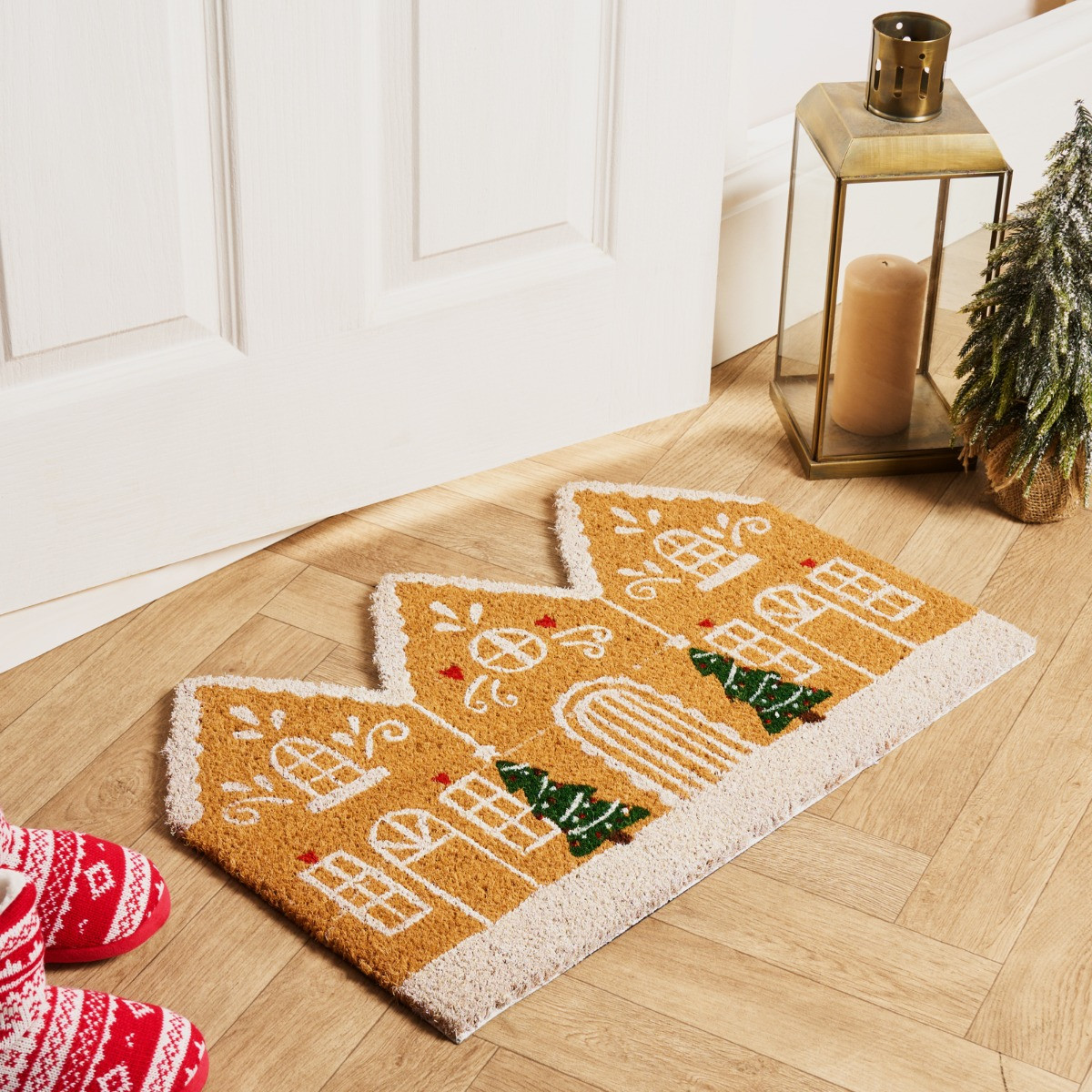 OHS Gingerbread House Coir Mat - Brown >