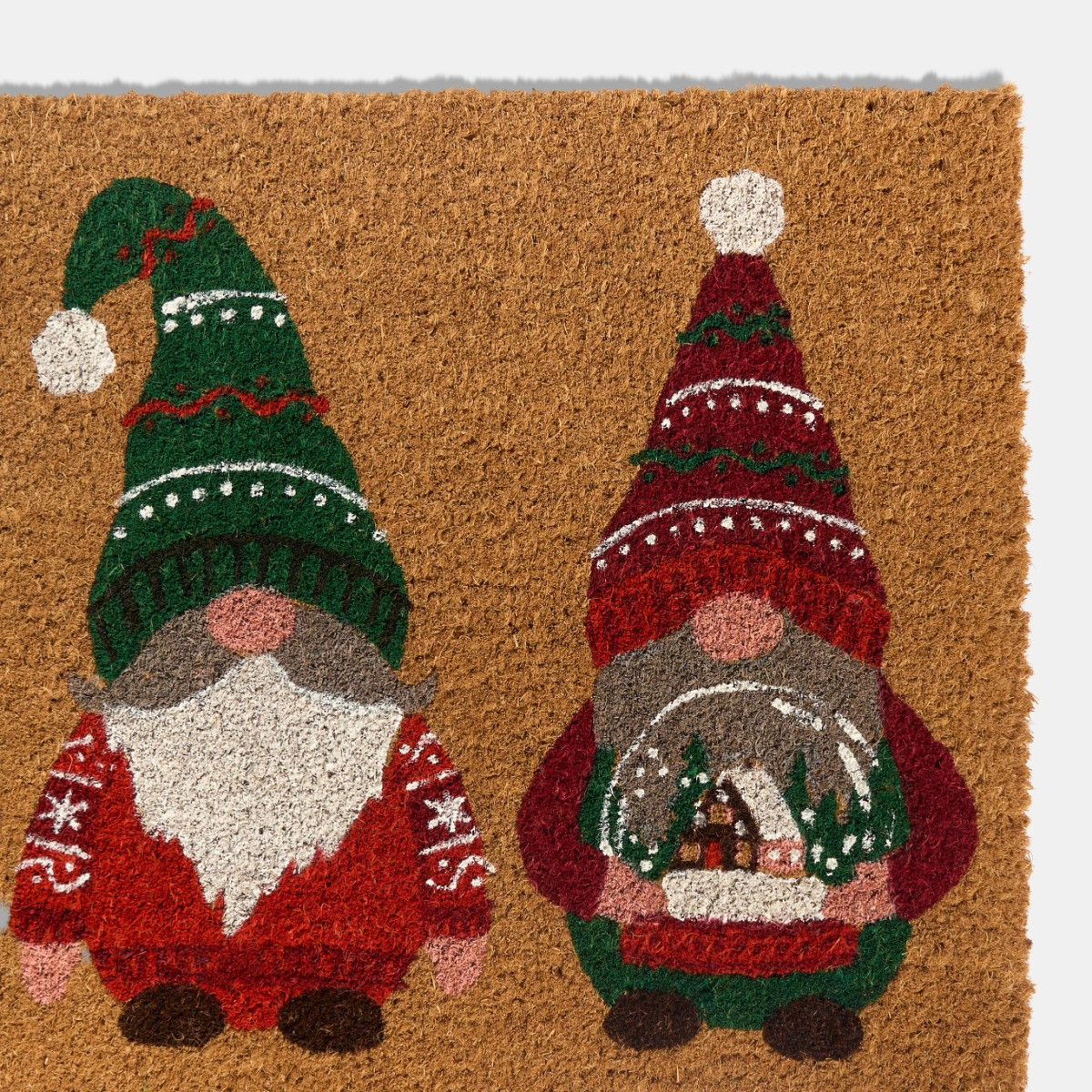 OHS Christmas Gonk Print Coir Mat - Natural>