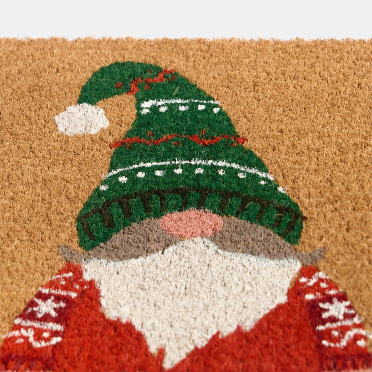 OHS Christmas Gonk Print Coir Mat - Natural>