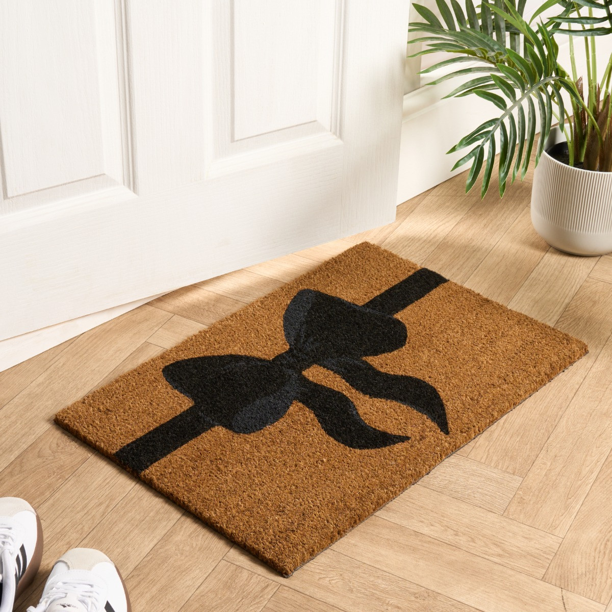 OHS Bow Print Coir Mat - Natural/Black>