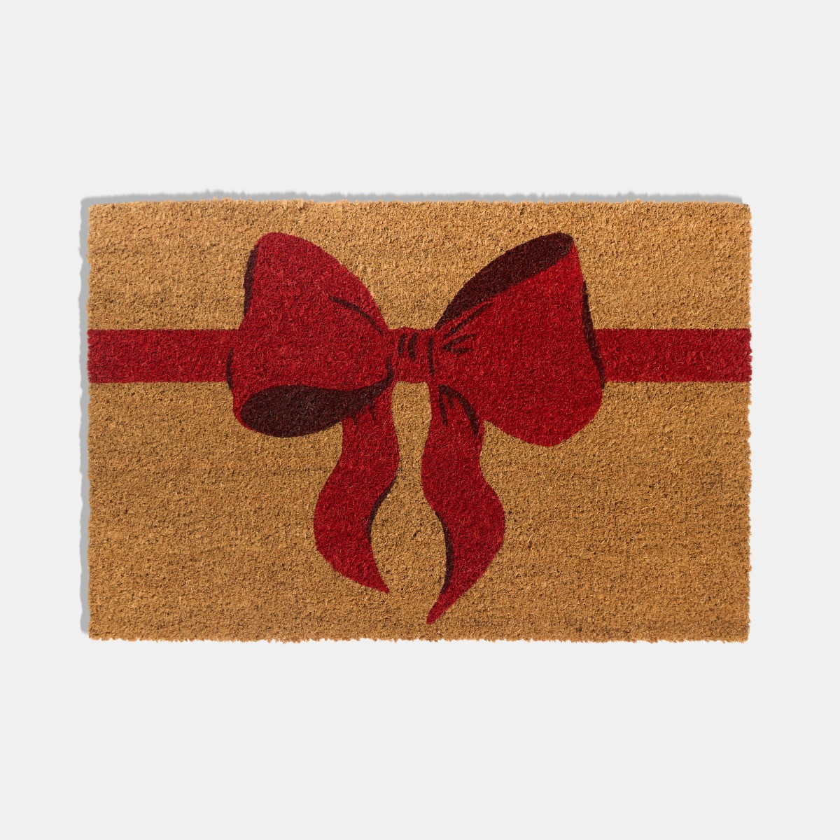 OHS Bow Print Coir Mat - Natural/Red >