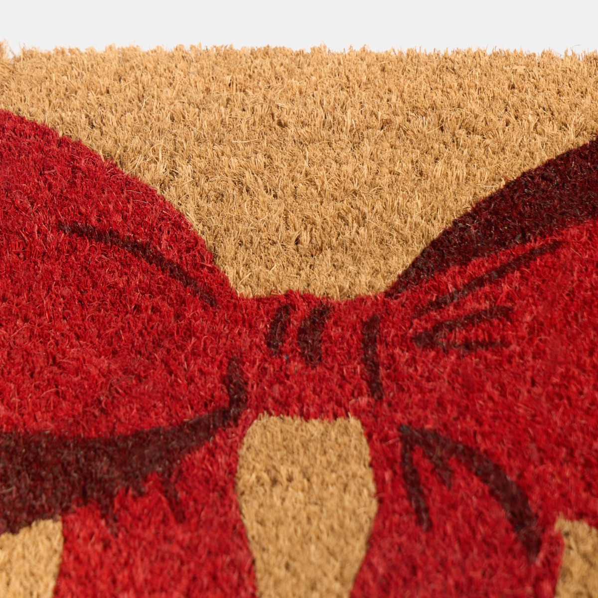 OHS Bow Print Coir Mat - Natural/Red >
