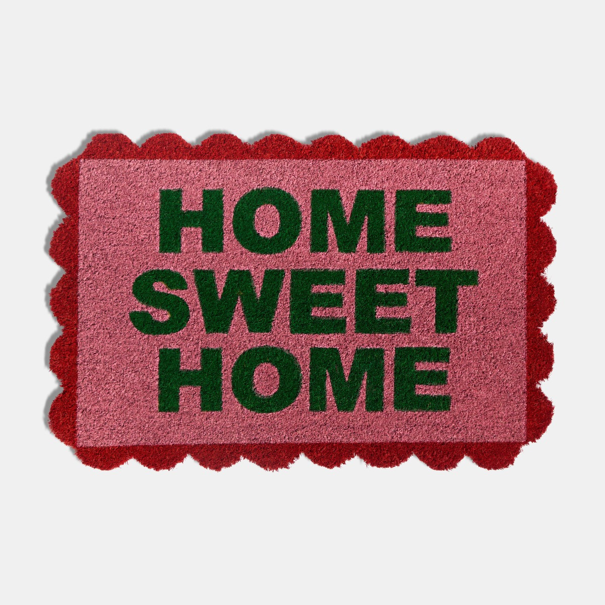 OHS Scallop Edge Home Sweet Home Printed Coir Mat -  Pink/Red>