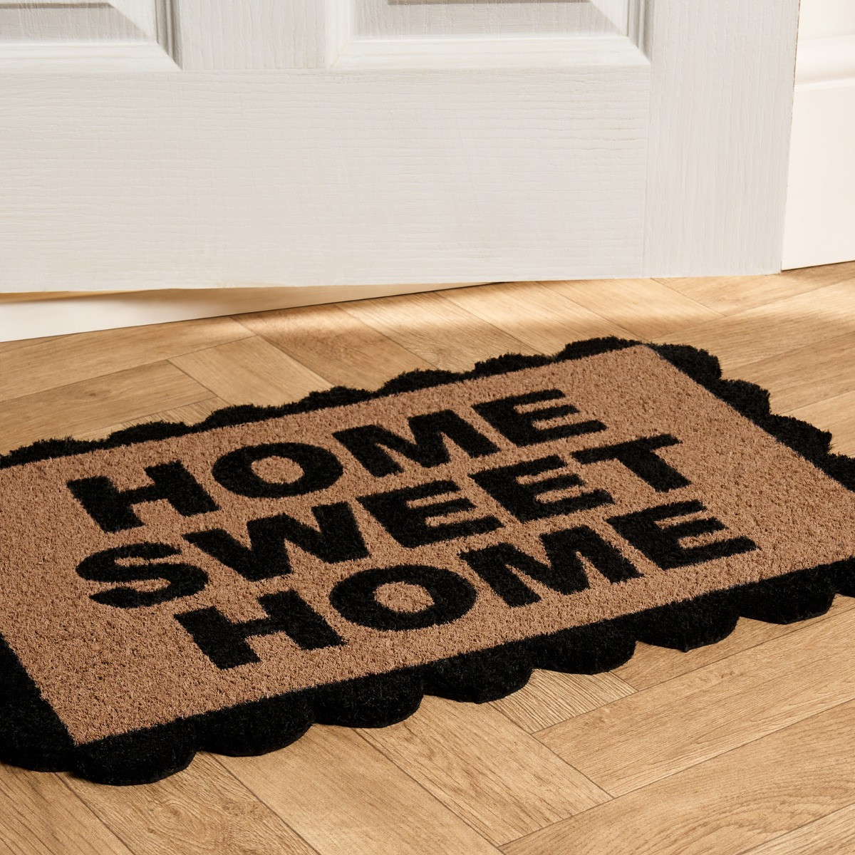 OHS Scallop Edge Home Sweet Home Printed Coir Mat - Black/Natural>