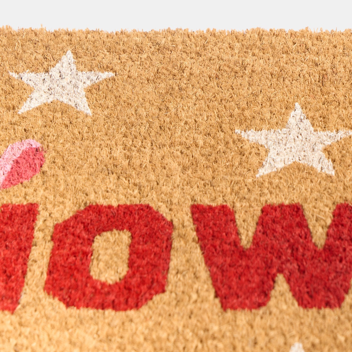 OHS Howdy Cowboy Print Coir Mat - Pink/Natural>