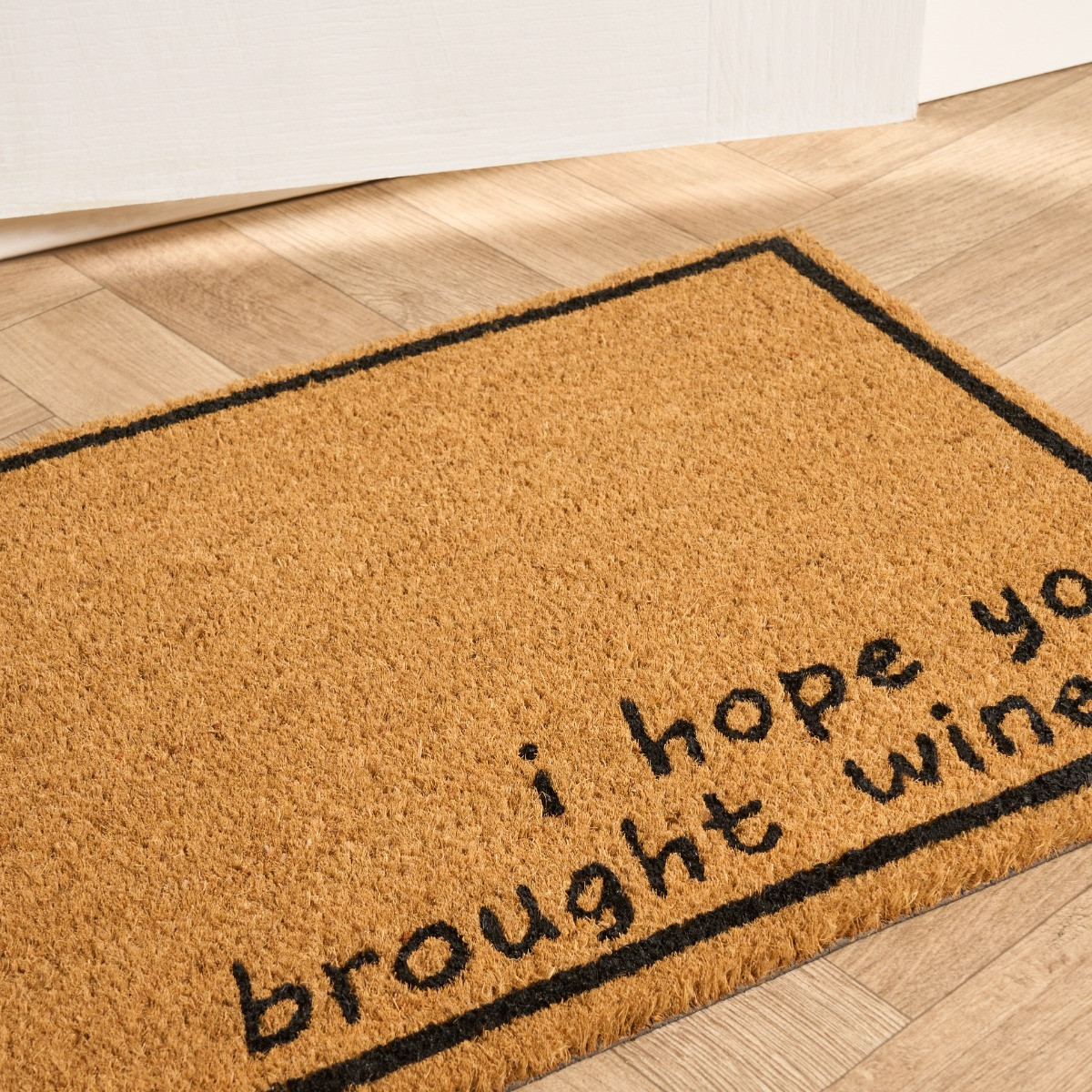OHS Hope You Brought Wine Print Coir Mat - Natural>