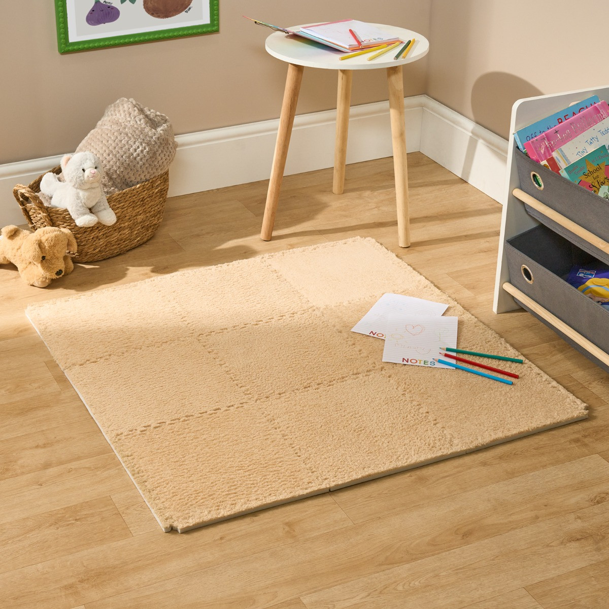 OHS 9 Piece Interlocking Teddy Tiles - Natural>