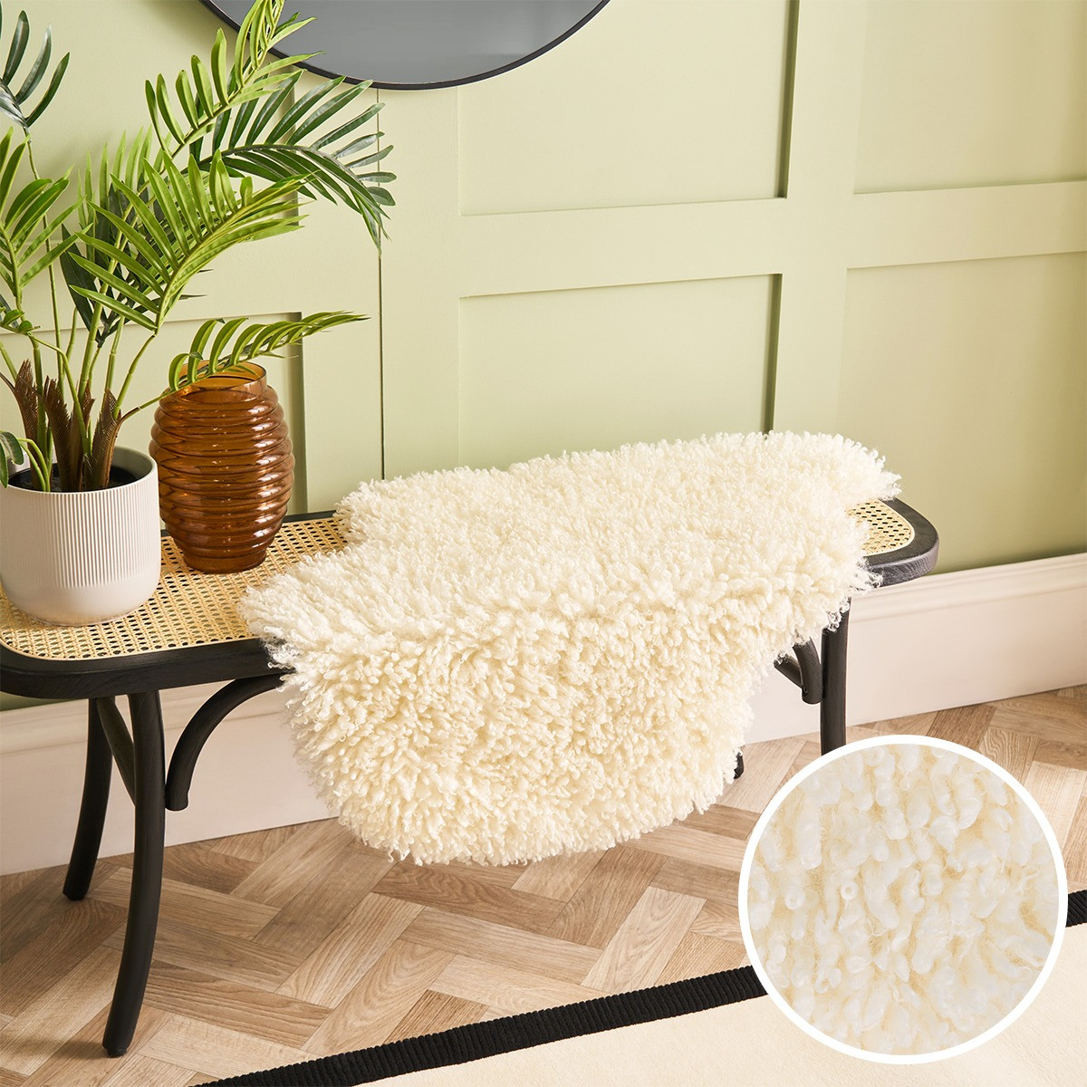 OHS Sofia Faux Fur Rug - Cream>