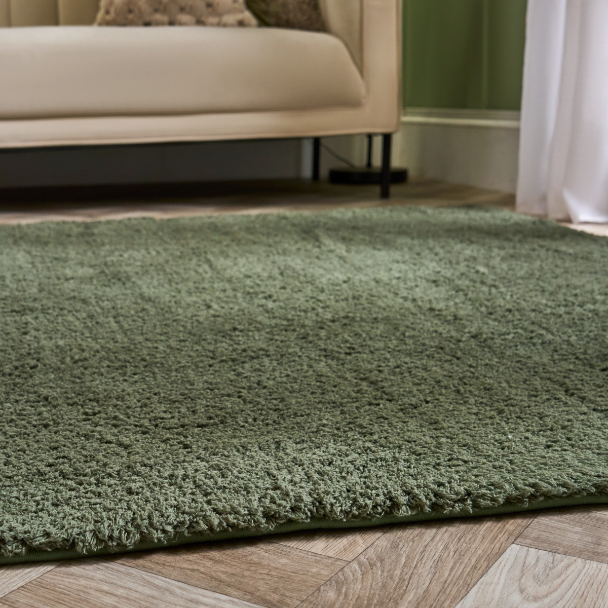 OHS Cosy Teddy Rug, Woodland Green - 80 x 150cm>