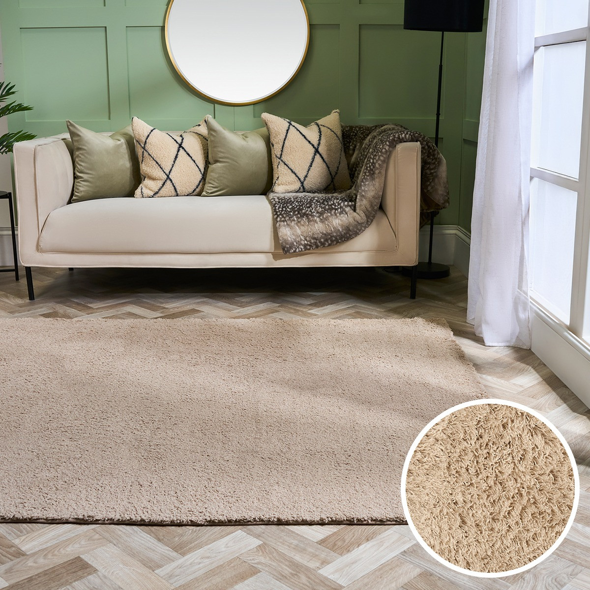 OHS Cosy Teddy Rug - Natural>