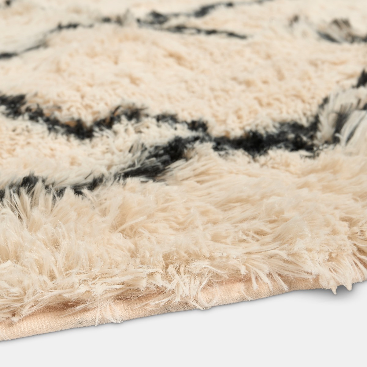 OHS Printed Fluffy Simple Geometric Rug, Monochrome - 80 x 150cm>