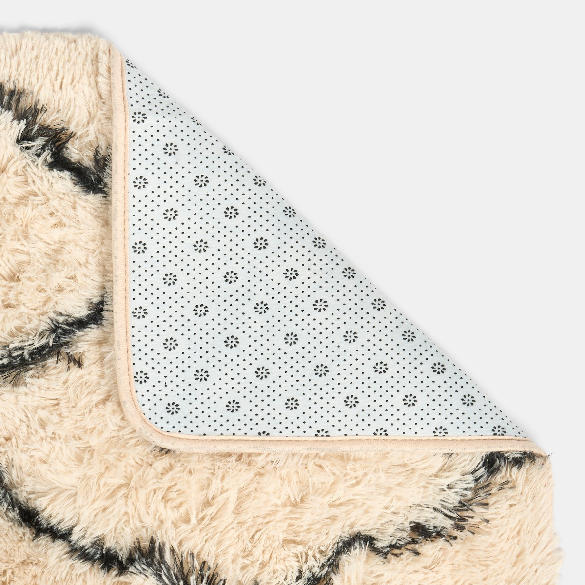 OHS Printed Fluffy Simple Geometric Rug - Monochrome>