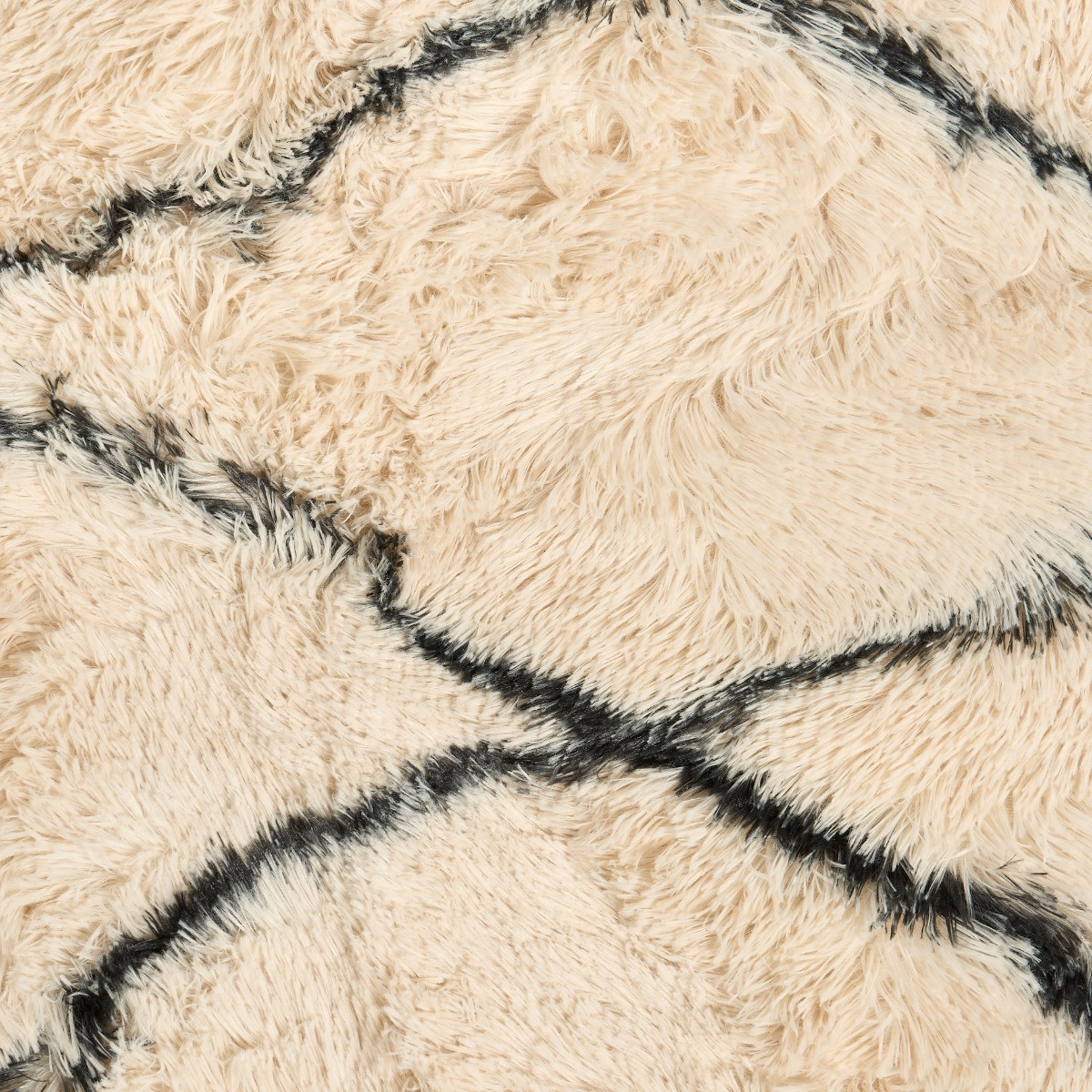 OHS Printed Fluffy Simple Geometric Rug - Monochrome>