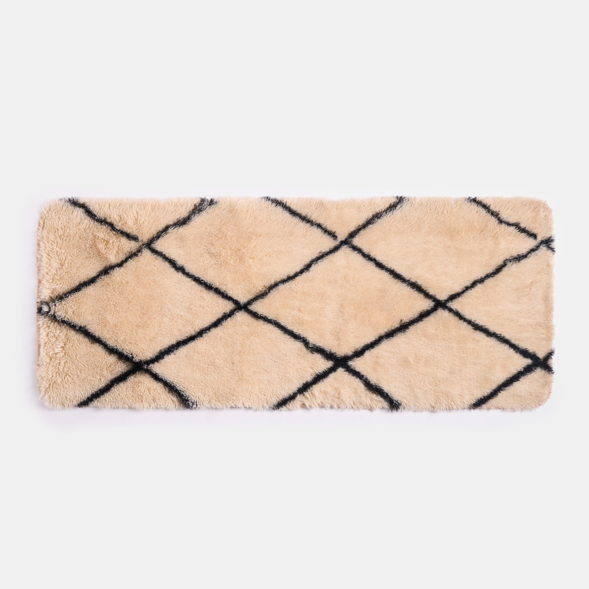 OHS Printed Fluffy Simple Geometric Runner - Monochrome>