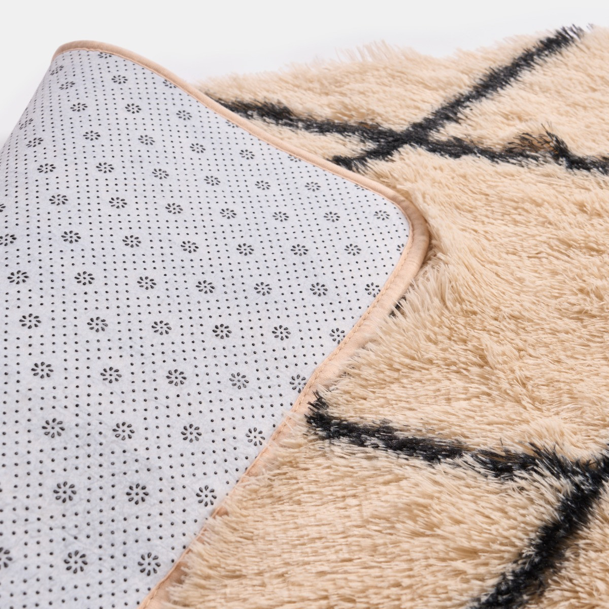 OHS Printed Fluffy Simple Geometric Runner - Monochrome>
