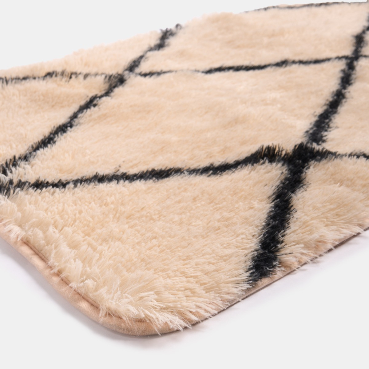 OHS Printed Fluffy Simple Geometric Runner - Monochrome>