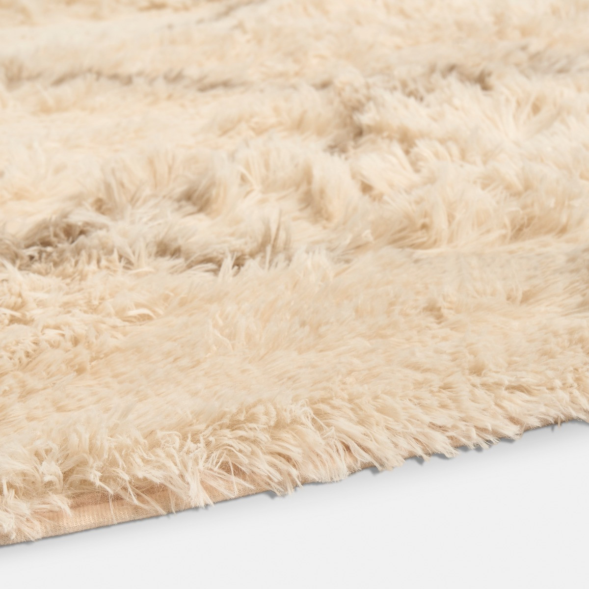 OHS Printed Fluffy Simple Geometric Rug - Natural>