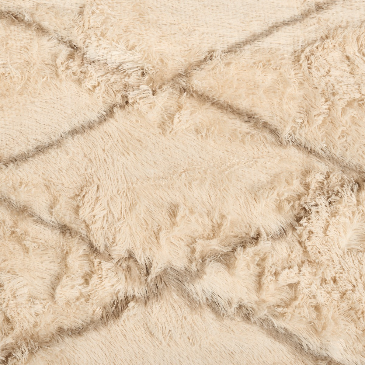 OHS Printed Fluffy Simple Geometric Rug - Natural>