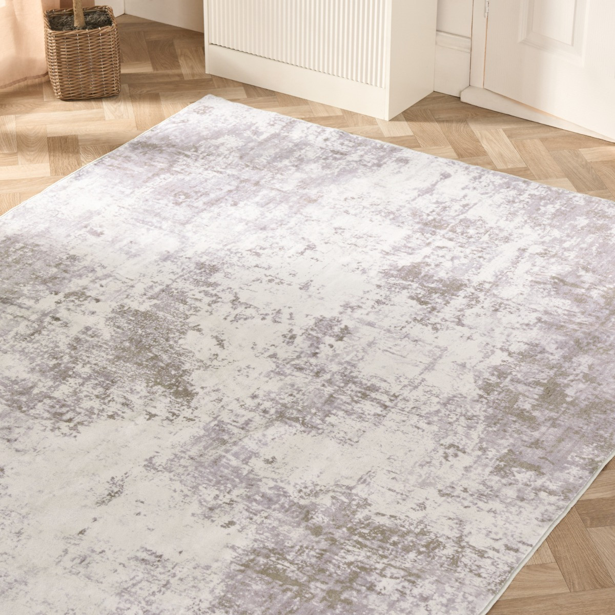 OHS Washable Abstract Printed Rug - Natural>