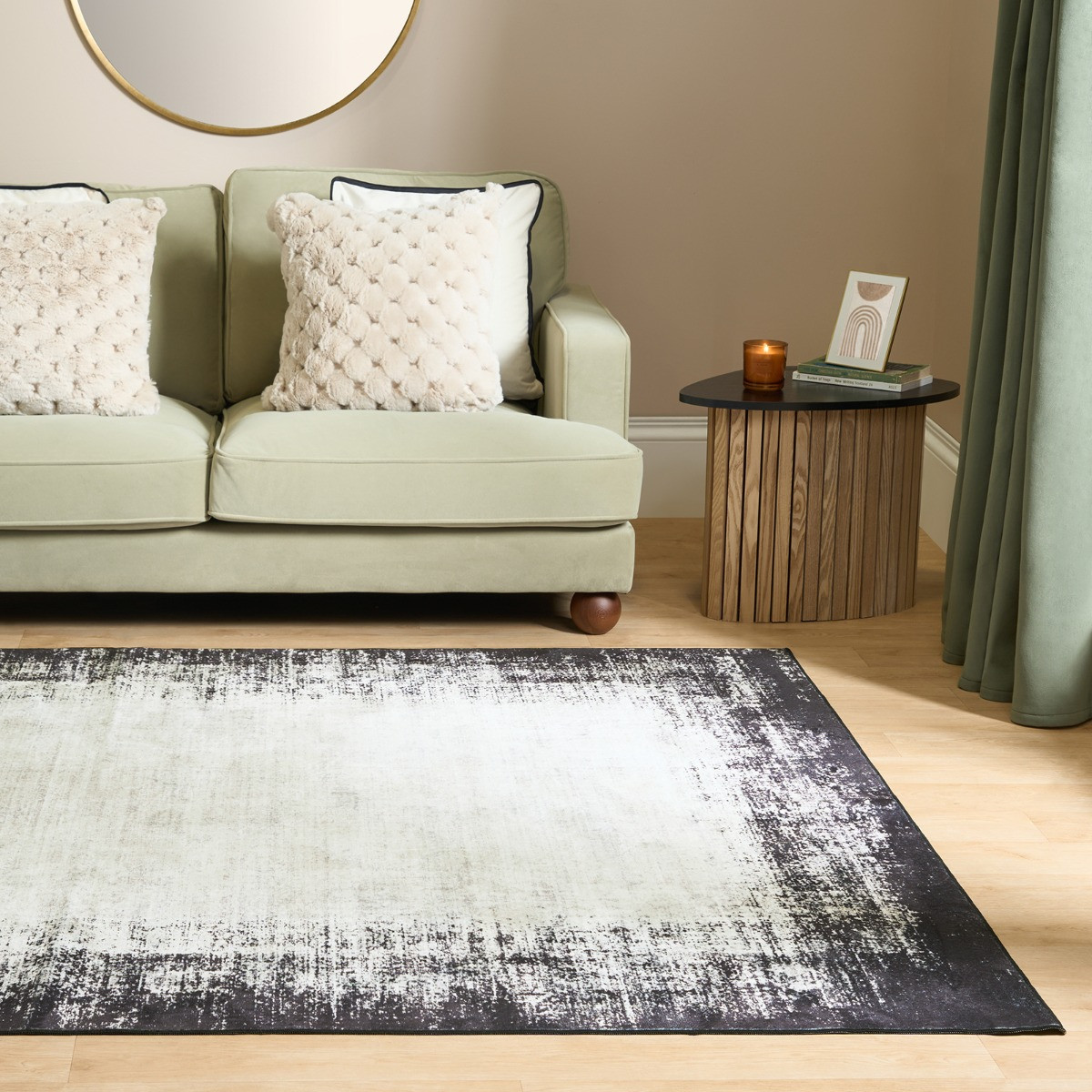 OHS Washable Abstract Printed Rug - Monochrome>